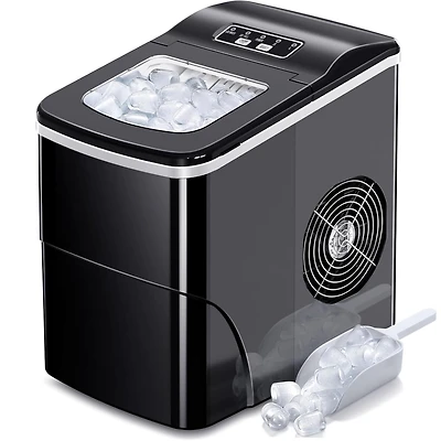 Cowsar Ice Maker Countertop Ice Machine, 2 Sizes S/L 8 Bullet Ice Ready in 9 Mins, 26.5lbs/24H, Portable Small Ice Maker with Self-Cleaning,Scoop,Bask