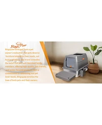 Bingopaw Stainless Steel Cat Litter Box With Lid, Scoop ,Filter Pedal