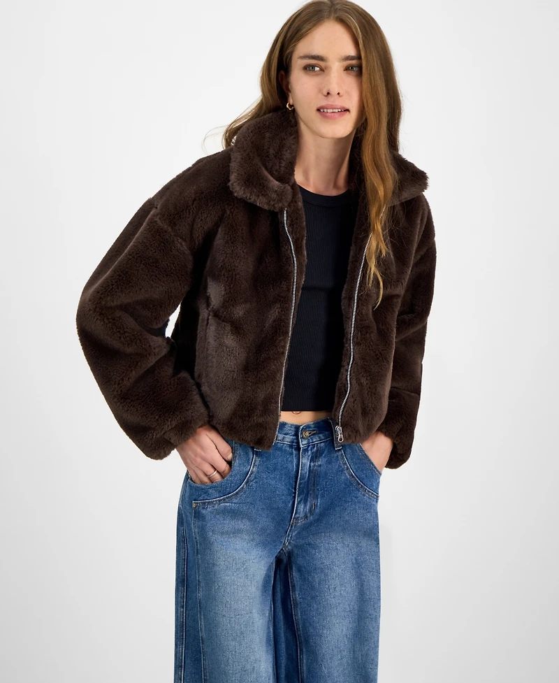 Jou Juniors' Faux-Fur Bomber Jacket