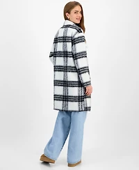Jou Juniors' Button-Front Plaid Coat