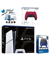 Sony PlayStation 5 Slim Digital with Extra Cosmic Red Controller, Pro Gamer Starter Kit and MightySkins Decal Voucher