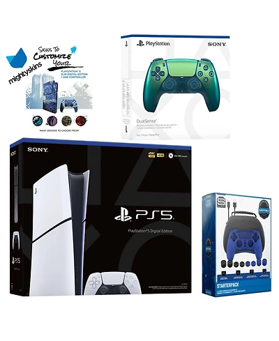 Sony PlayStation 5 Slim Digital with Extra Cosmic Red Controller, Pro Gamer Starter Kit and MightySkins Decal Voucher