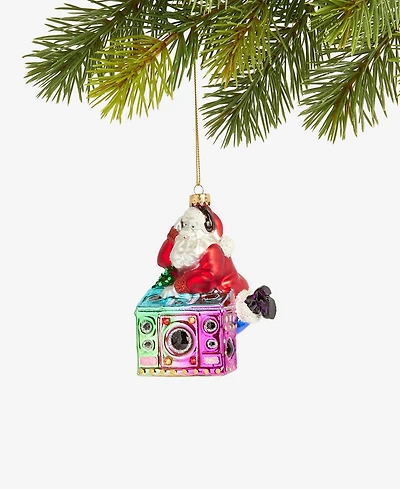Holiday Lane Merry Magic Glass Dj Santa Ornament, Macy's Ornament
