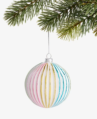 Holiday Lane Pastel Shine Rainbow Textured Ball Ornament, Macy's Exclusive