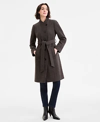 Anne Klein Women's Asymmetric Button-Front Belted Coat