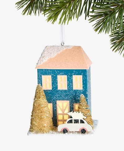 Holiday Lane Led Paper Blue House Ornament, Macy's Exclusive