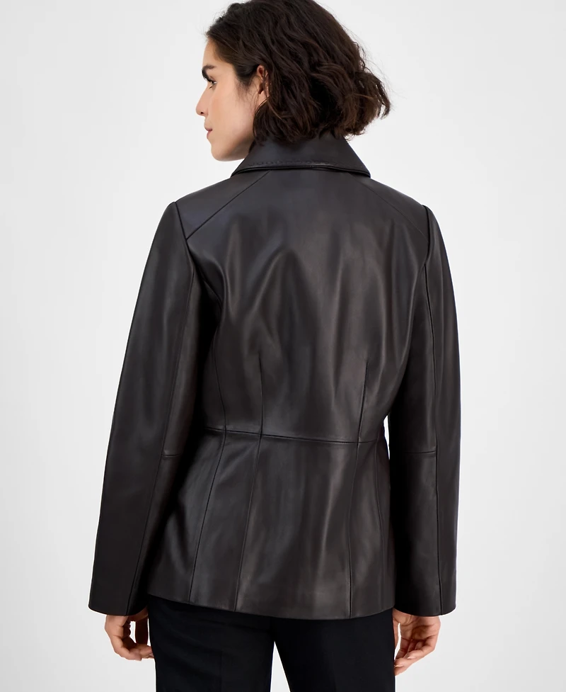 Anne Klein Women's Single-Breasted Leather Coat