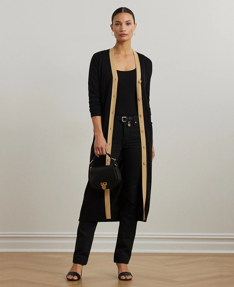 Lauren Ralph Women's Two-Tone Cotton-Blend Cardigan