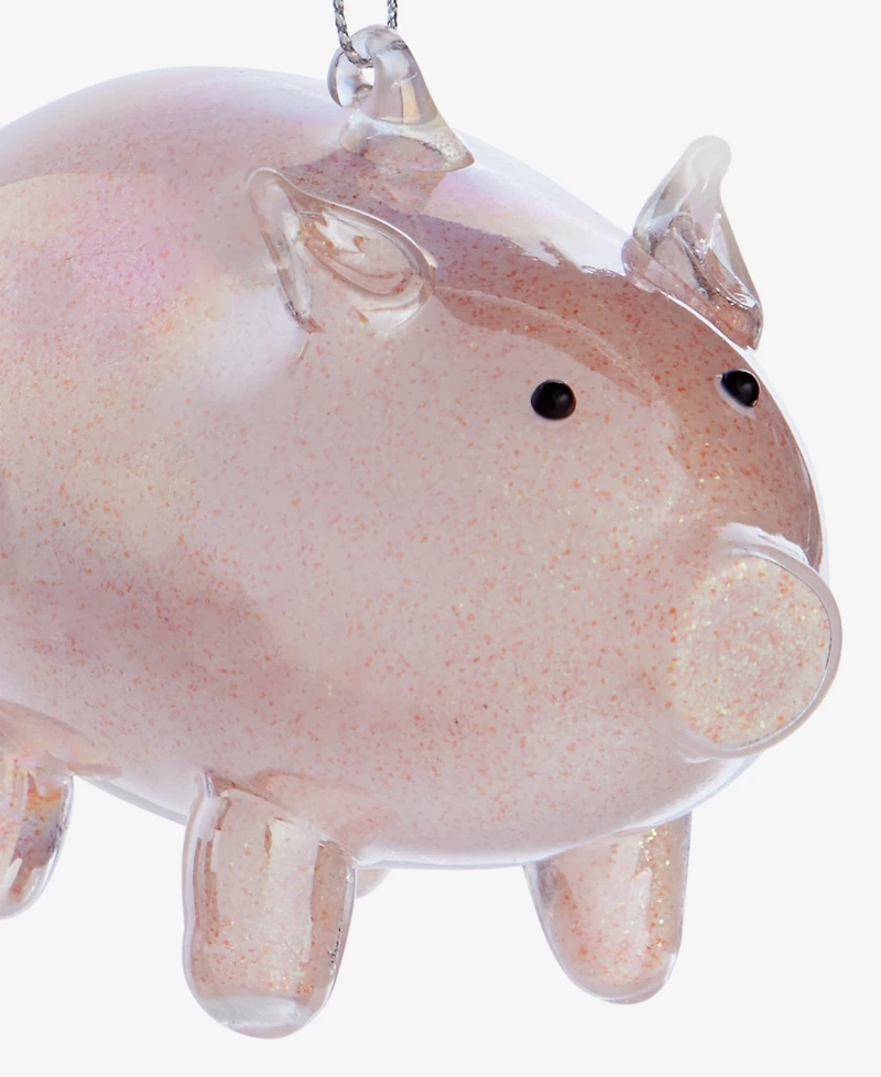 Holiday Lane Pastel Shine Pink Glitter Pig Ornament, Macy's Exclusive