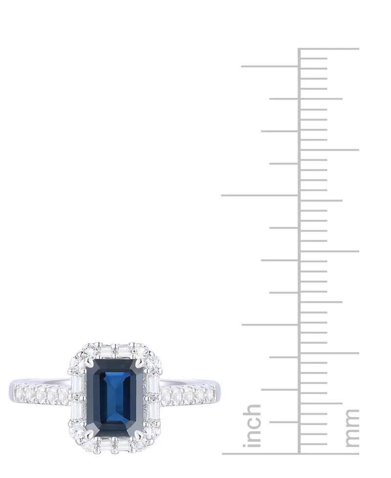 Emerald (1 ct. t.w.) & Diamond (3/8 Round Baguette Halo Ring 14k Gold (Also Ruby Sapphire)