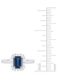 Emerald (1 ct. t.w.) & Diamond (3/8 Round Baguette Halo Ring 14k Gold (Also Ruby Sapphire)