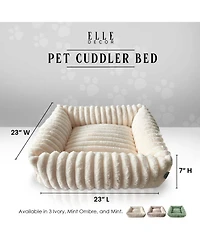 Elle Decor Square Plush Pet Cuddler Bed, Stylish and Comfortable Bedding for Dogs Cats