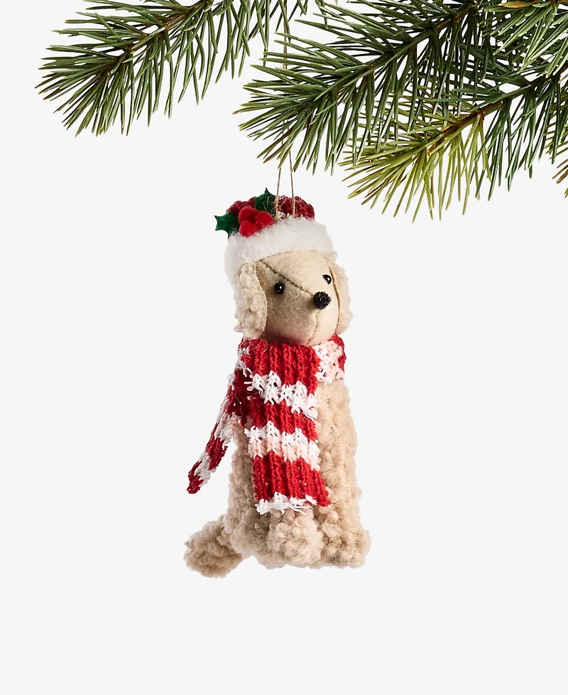 Holiday Lane Pets Golden Dog with Santa Hat Ornament, Macy's Exclusive