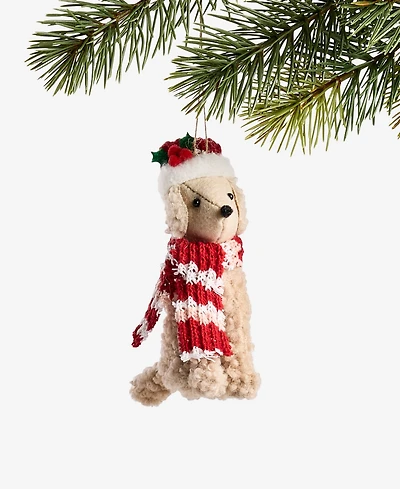 Holiday Lane Pets Golden Dog with Santa Hat Ornament, Macy's Exclusive