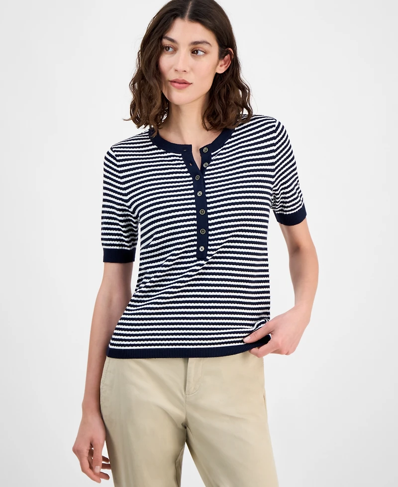 Tommy Hilfiger Women's Striped Henley Sweater