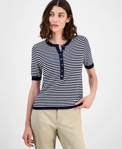 Tommy Hilfiger Women's Striped Henley Sweater