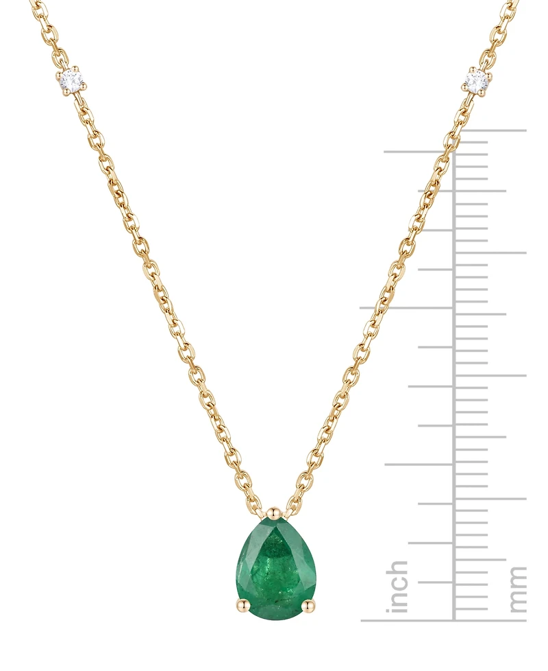 Emerald (1 ct. t.w.) & Diamond (1/20 17" Pendant Necklace 14k Gold (Also Ruby and Sapphire)