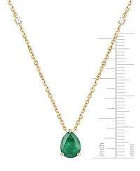 Emerald (1 ct. t.w.) & Diamond (1/20 17" Pendant Necklace 14k Gold (Also Ruby and Sapphire)