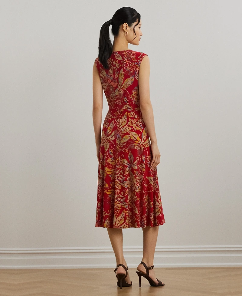 Lauren Ralph Women's Floral Twist-Front Stretch Jersey Dress