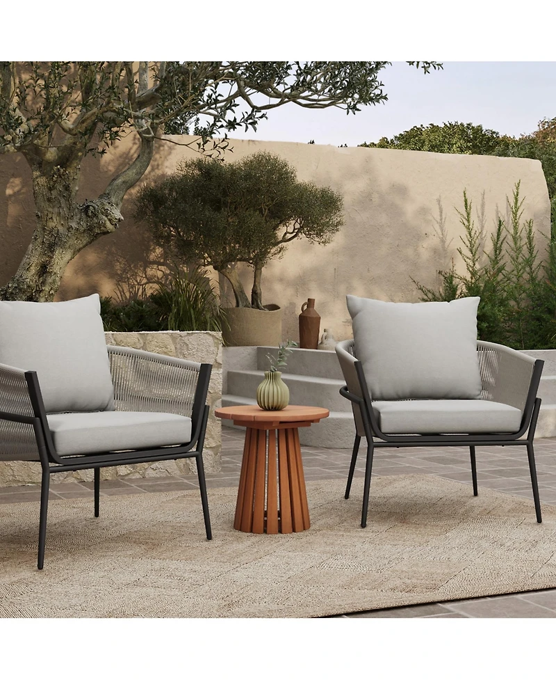 LuxenHome Outdoor Aluminum with Pe Rope Armchair with Cushions