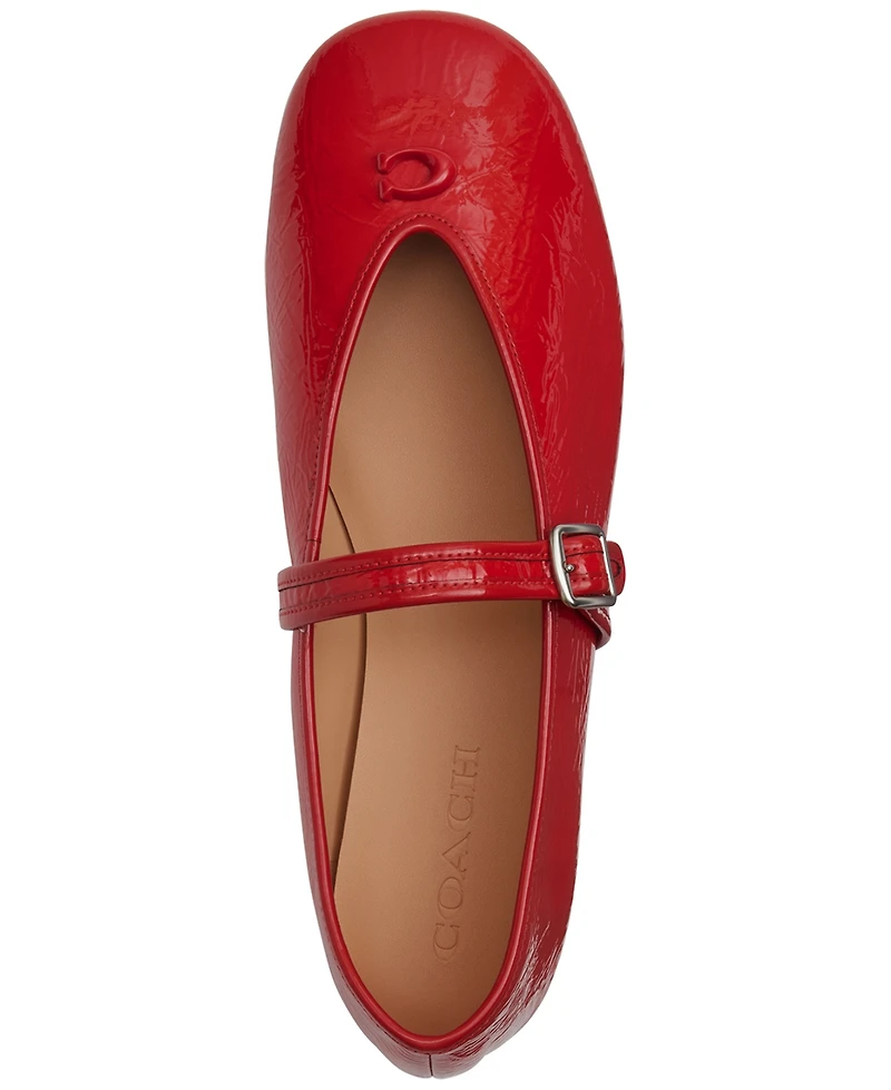 Coach Women's Sculpted C Crinkle Patent Leather Soft Mary Jane Flats