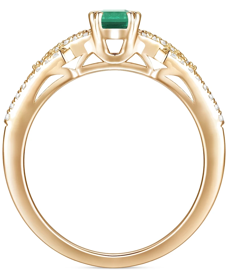 Emerald (5/8 ct. t.w.) & Diamond (1/4 Ring 14k Gold (Also Ruby Sapphire)