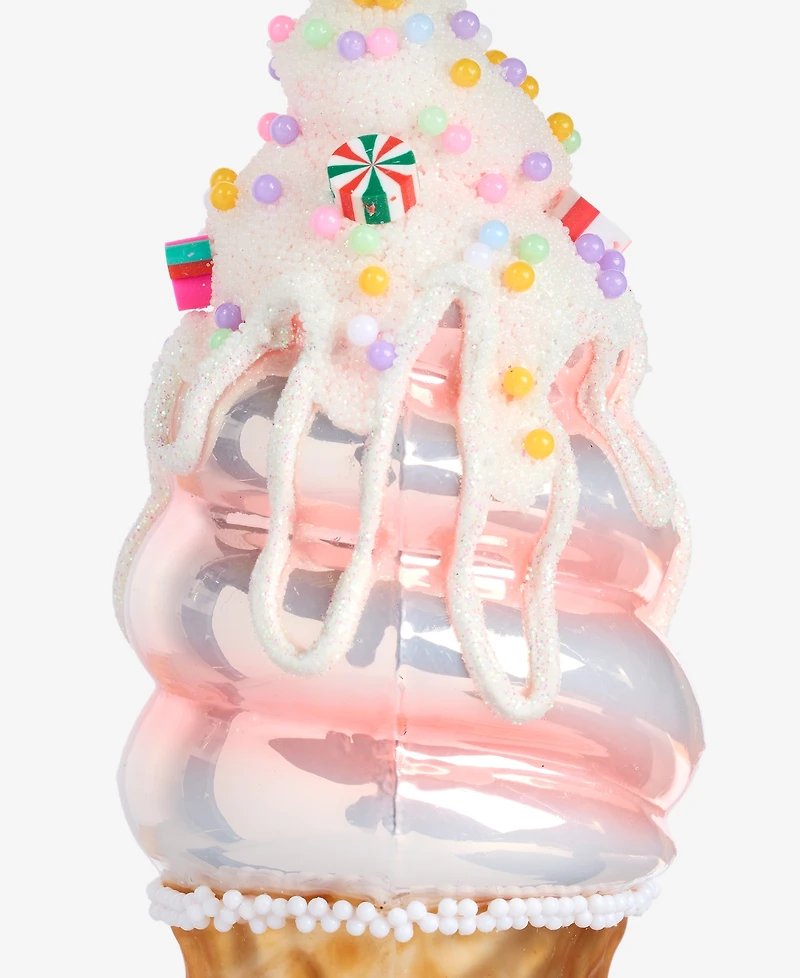Holiday Lane Sugar Plum Glass Ice Cream Cone Ornament, Macy's Exclusive