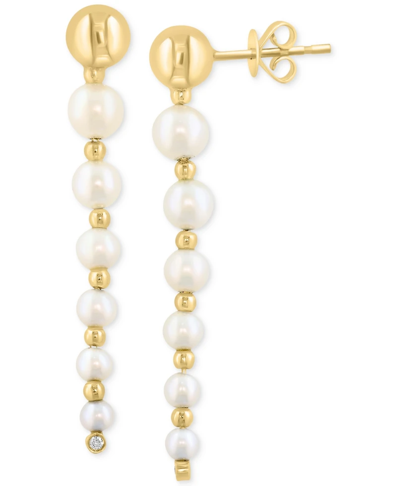 Effy Cultured Freshwater Pearl (2-1/2 - 5mm) & Diamond Accent Linear Drop Earrings in 14k Gold