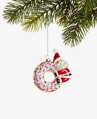 Holiday Lane Sugar Plum Glass Santa Donut Ornament, Macy's Exclusive