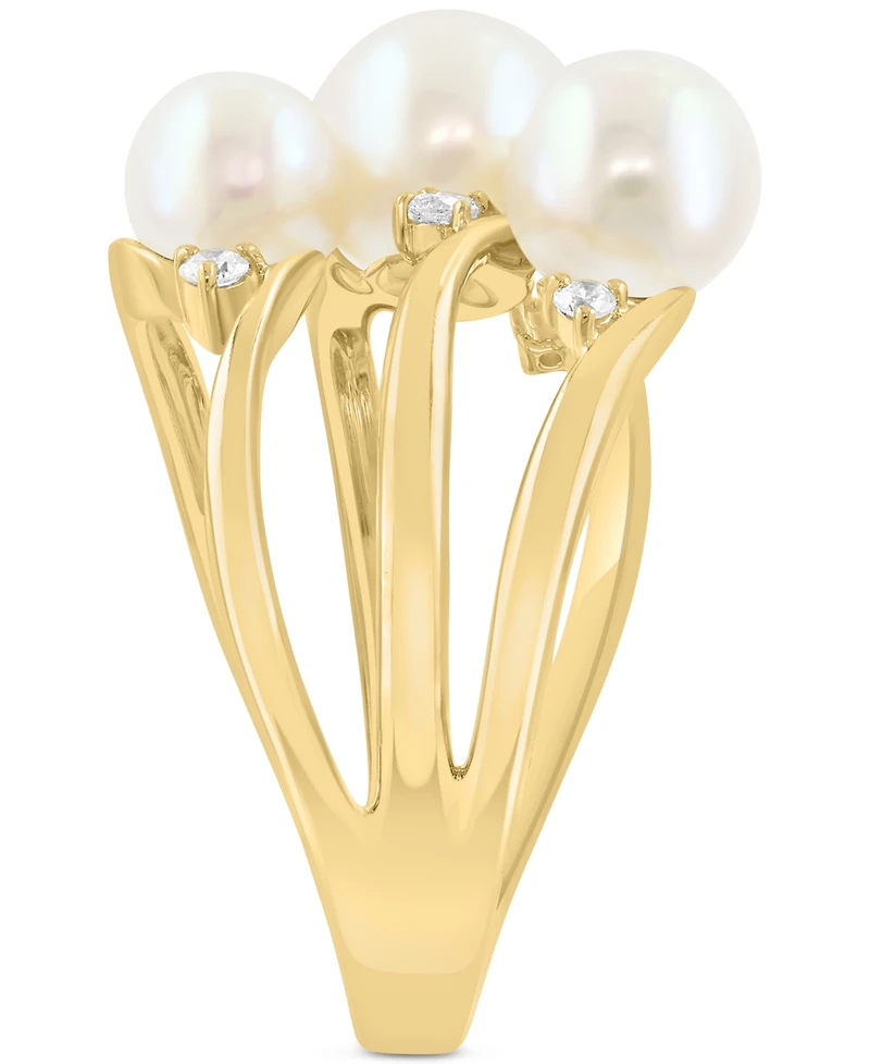 Effy Cultured Freshwater Pearl (5-1/2 - 7mm) & Diamond (1/8 ct. t.w.) Statement Ring in 14k Yellow Gold
