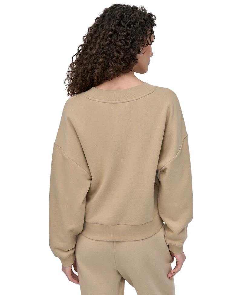 Dkny Sport Women's Rhinestone-Logo V-Neck Pullover Top