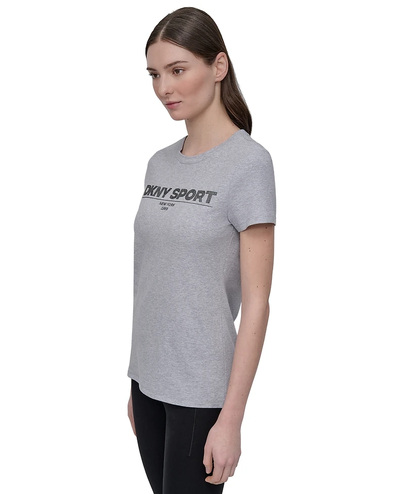 Dkny Sport Women's Cotton-Blend Rhinestone-Logo T-Shirt