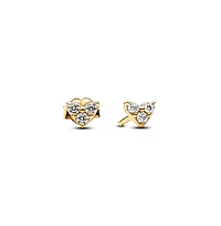 Pandora Gold-Plated Triple Stone Heart Stud Earrings