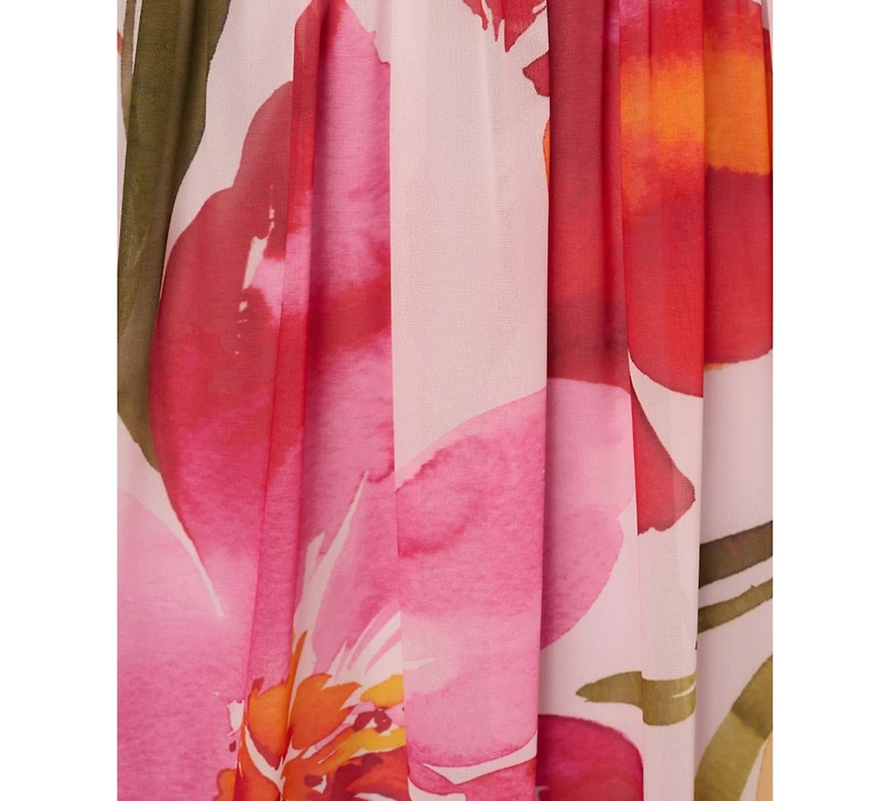 Adrianna Papell Petite Floral Chiffon Halter Gown