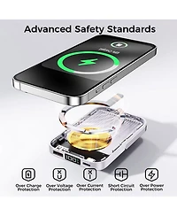 10000mAh Magnetic Power Bank w/ Stand- 3 Cables & Wireless Charging