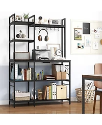 5-Tier Bakers Rack with Power Outlets and 10 S-Shaped Hooks – Multi-Functional Kitchen Storage Electrical Access
