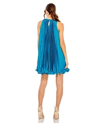 Mac Duggal Women's Pleated Halter Neck Flowy Mini Trapeze Dress