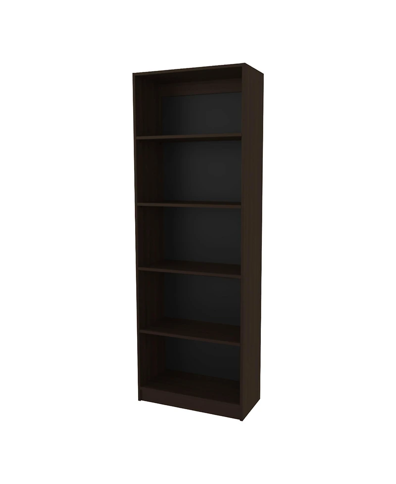 Dam Bookcase with Open Storage and 5 Shelves, Stained Walnut