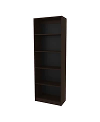 Dam Bookcase with Open Storage and 5 Shelves, Stained Walnut