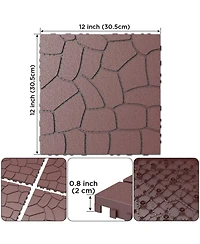Streamdale Diy 12" Patio Deck Tiles, Interlocking, Quick Install, 44pcs Red Brown