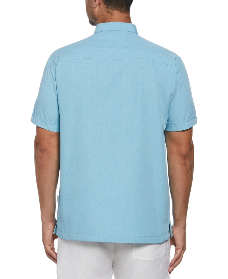 Cubavera Men's Geo Embroidered Panel Chambray Shirt