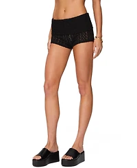 Edikted Women's Rye Sheer Textured Fold Over Shorts