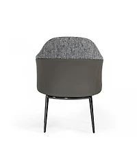 Upholstered Fabric and Faux Leather Wing Back Dining Arm Chair