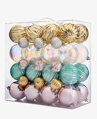Holiday Lane Opulence Set of 50 Shatterproof Pink Gold and Blue Iridescent Ball Ornaments, Macy's Exclusive