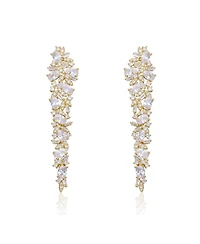 14k Gold Plated Cubic Zirconia Linear Formal Dangle Earrings