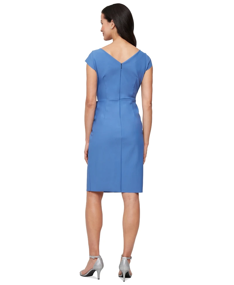Alex Evenings Women's V-Neck Side-Bow Ruffled-Cascade Dress