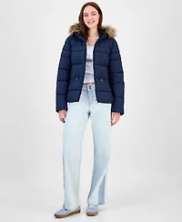 Maralyn & Me Juniors' Faux-Fur Hooded Puffer Coat