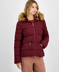 Maralyn & Me Juniors' Faux-Fur Hooded Puffer Coat