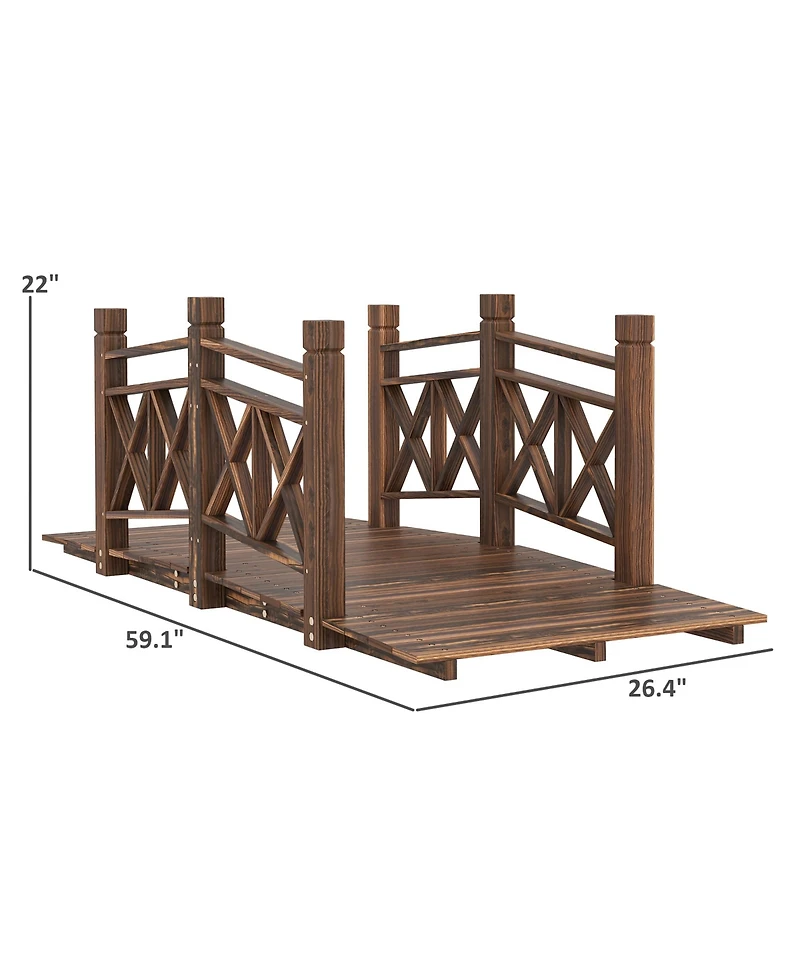5 ft. Wood Garden Bridge with Safety Handrails Backyard Bridge,