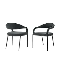 Set of 2 Upholstered Polyester Open Back Dining Arm Chairs